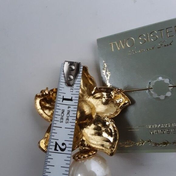 Vintage Two Sisters Women's Gold Large Brooch - Picture 7 of 10